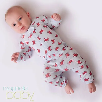 Crab-print pima cotton footie