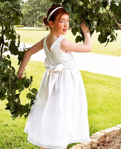 Communion dress, bow-back detail