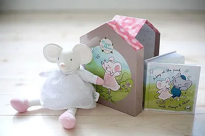 Mouse plush with matching board books