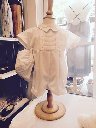 Boys' silk christening romper