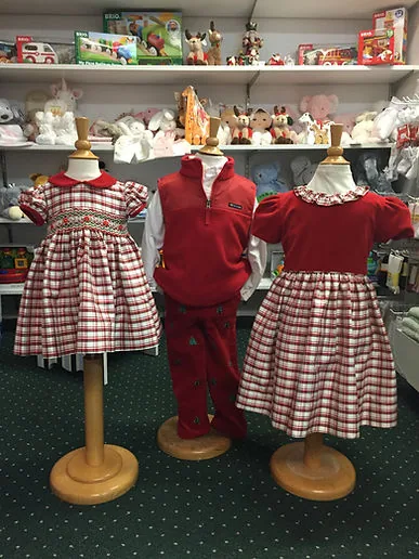 Red gingham sister-and-brother set
