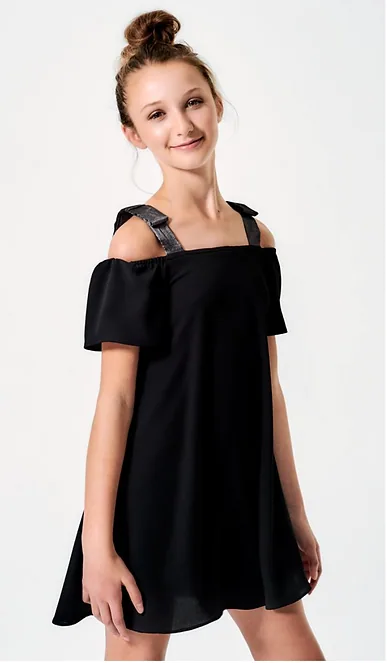 Black off-the-shoulder dress