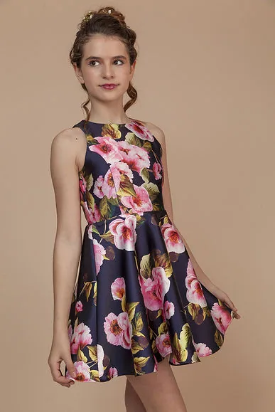 Floral fit-and-flare party dress